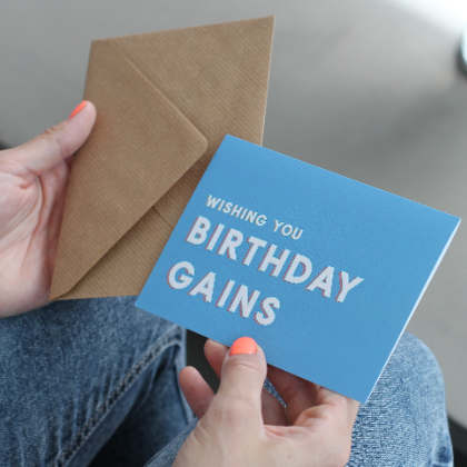 Wishing You Birthday Gains - Strong Guys Greetings Card