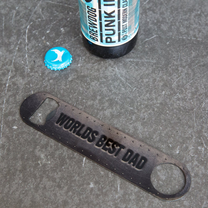 Steel Rig Bar Blade Bottle Opener For Dad - Any Personalisation - Ideal For Crossfit Or Superhero Fan