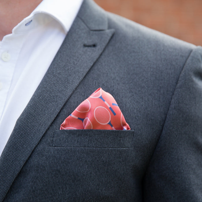 Tennis Racquet Patterned Personalised Pocket Square