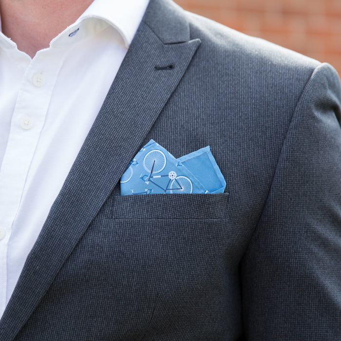 Bicycle Pattern Personalised Pocket Square