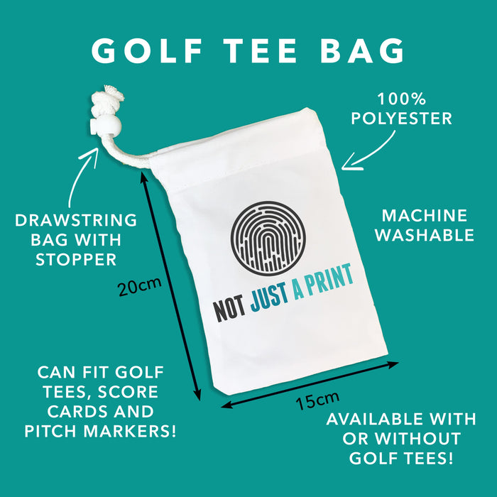 Golf Accessory Gift - Personalised Golf Tee Bag With Name - Stocking Filler Golf Present For Him Or Her