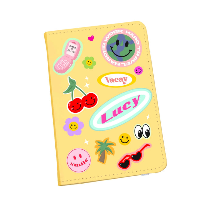 Funky Personalised Passport Holder & Luggage Tags Gift | Fun Travel Stickers Custom Set for Her