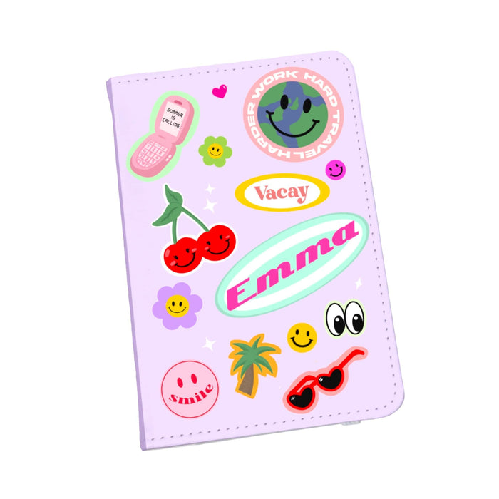 Funky Personalised Passport Holder & Luggage Tags Gift | Fun Travel Stickers Custom Set for Her