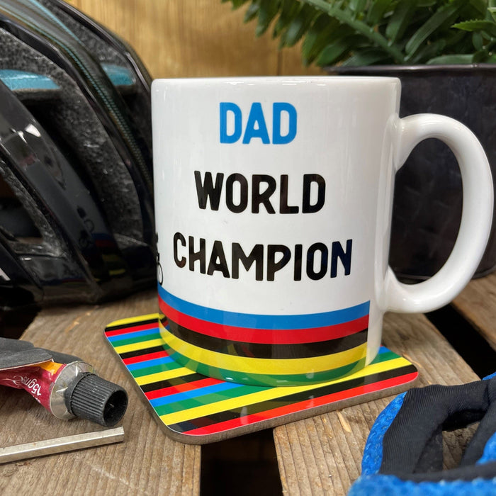 World champion cyclist rainbow jersey mug gift for cycling fan