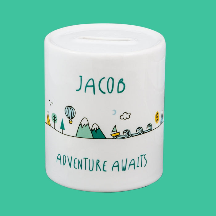 Adventure Awaits Ceramic Money Box - Ideal New Baby Or Christening Present