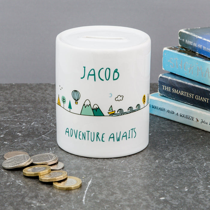 Adventure Awaits Ceramic Money Box - Ideal New Baby Or Christening Present