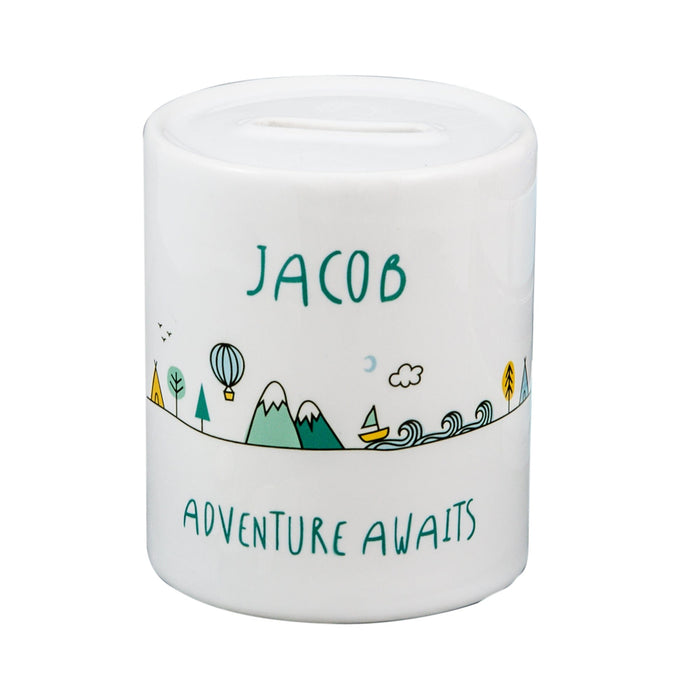 Adventure Awaits Ceramic Money Box - Ideal New Baby Or Christening Present