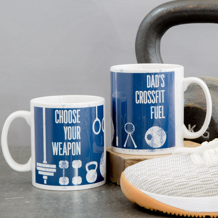 Fitness Gift - Gym Equipment Personalised Mug Coaster Gift set - Weights Fitness Crossfitter Secret Santa