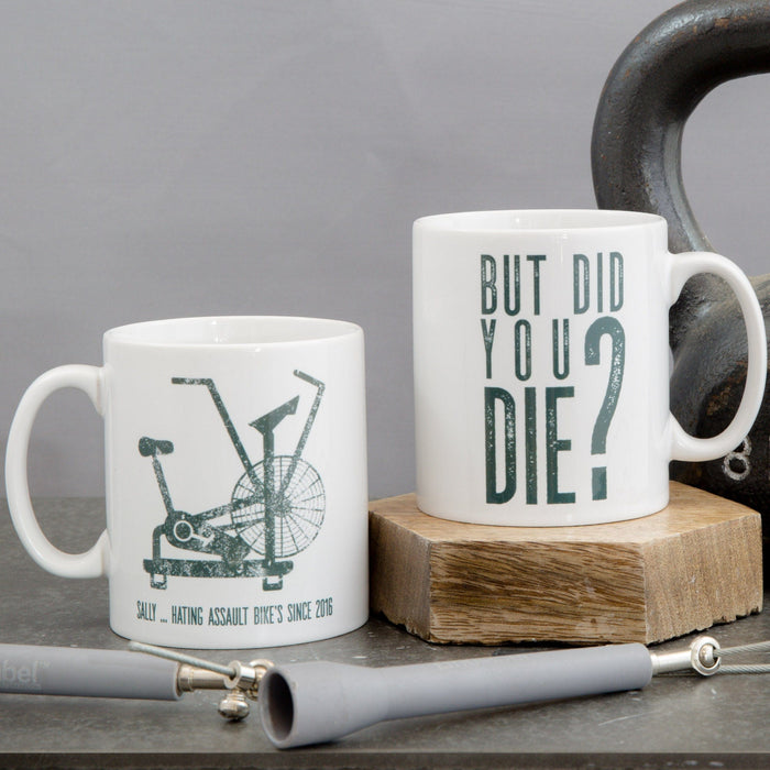 Crossfit athlete fun mug - Assault bike hate personalised - crossfitter gym fitness secret santa set