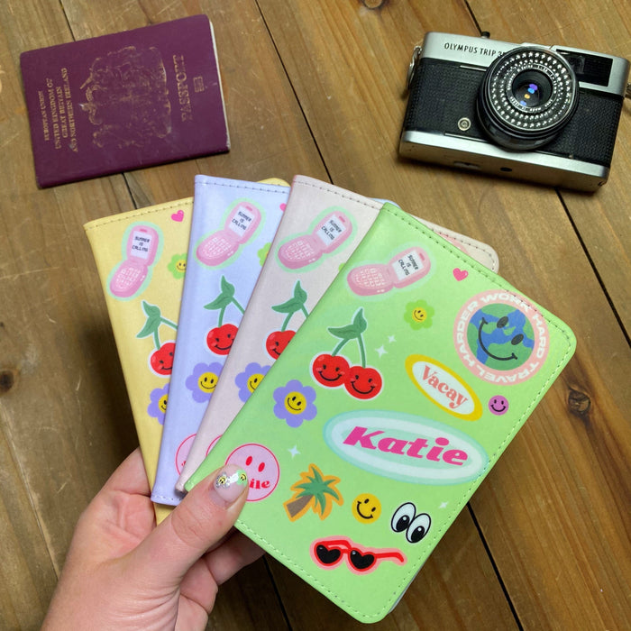 Funky Personalised Passport Holder & Luggage Tags Gift | Fun Travel Stickers Custom Set for Her