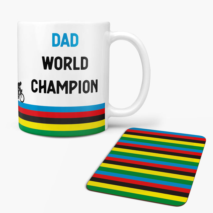 World champion cyclist rainbow jersey mug gift for cycling fan