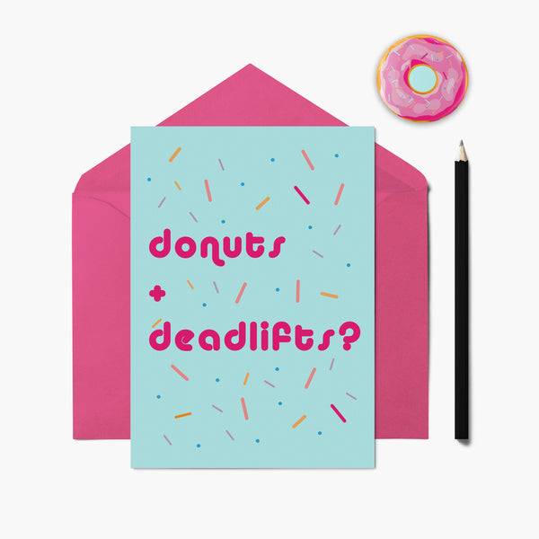 Deadlifts and Donuts Funny Fitness Gym Greeting Card
