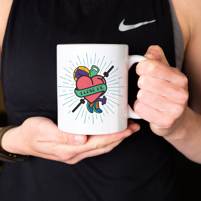 I Love P.E. Tattoo - Fun Fitness Mug