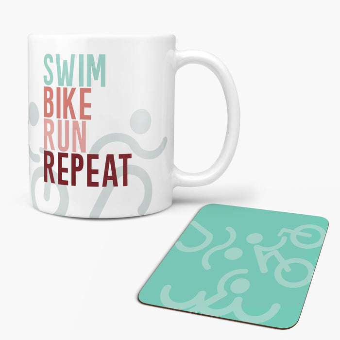 Swim Bike Run Repeat - Must Tri Harder - Fun Mug