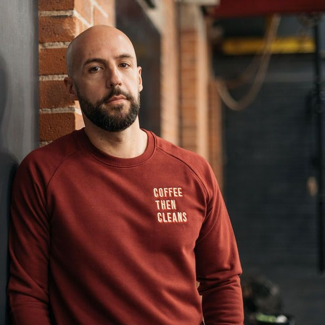 Coffee Then Cleans Embroidered Unisex Sweatshirt