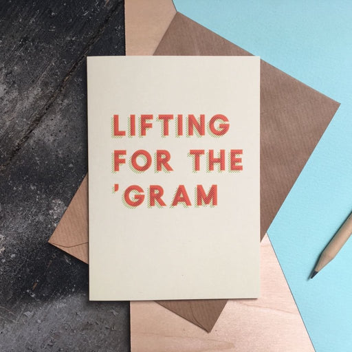 Lifting for the gram Instagram Instafamous greeting birthday card