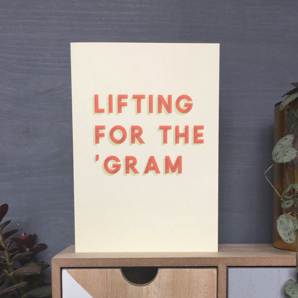 Lifting for the gram Instagram Instafamous greeting birthday card