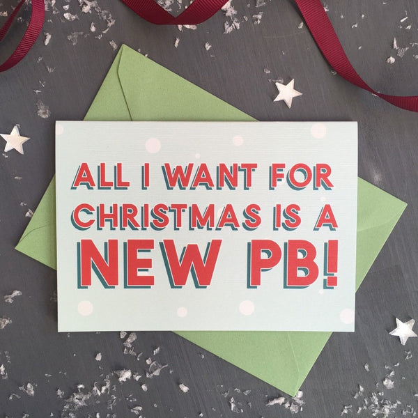 All I Want for Christmas is a New PB gym themed holiday card