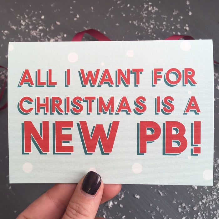 All I Want for Christmas is a New PB gym themed holiday card